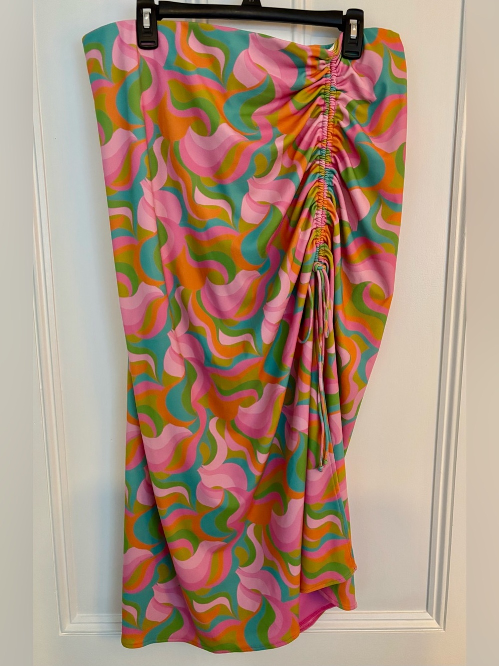 Show Me Your Mumu Barbie Psychedelic Women’s Ruched Skirt in Pink & Green XXL